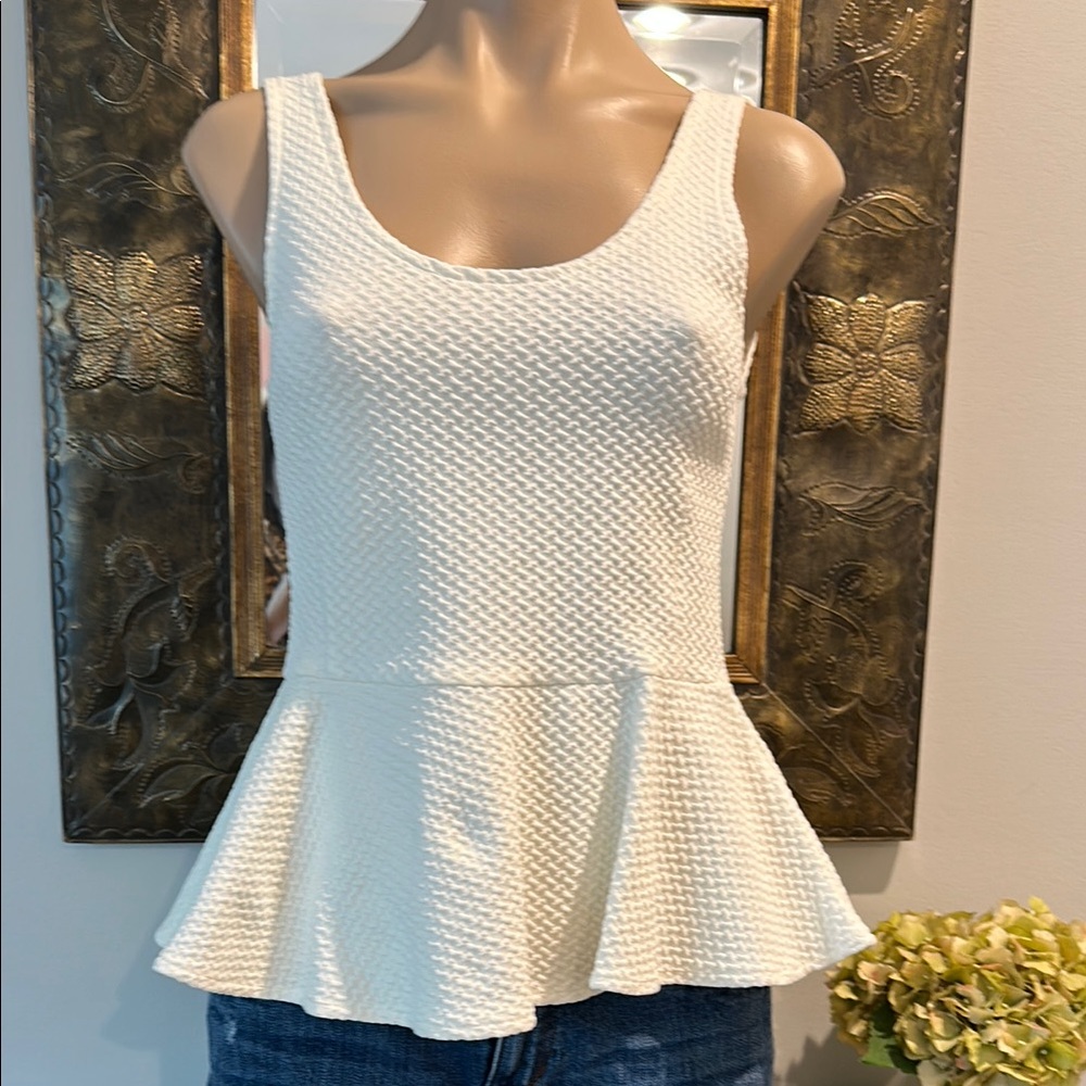 GANNI Peplum Off White Tank/Top XS
